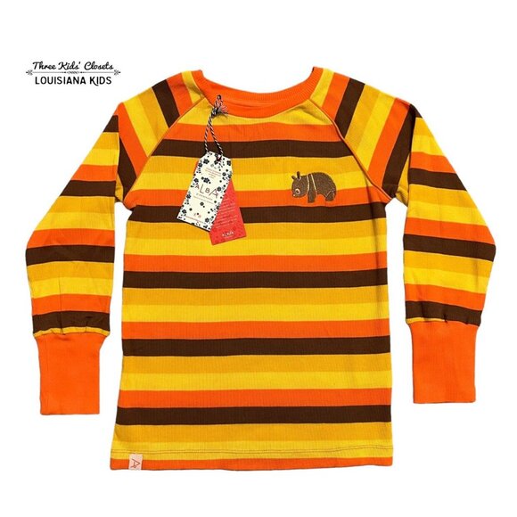 NEW Alba Of Denmark Orange Organic Striped Rib Top Shirt